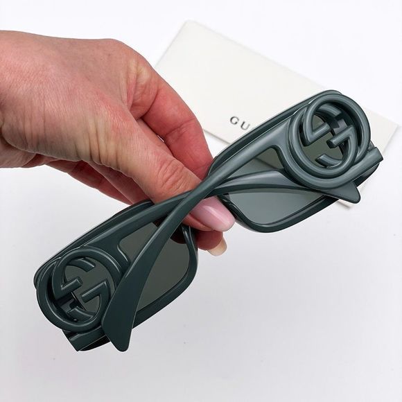 Gucci GG1325S 003 Sunglasses Grey Smoke Grey Rectangle Women - Picture 6 of 11